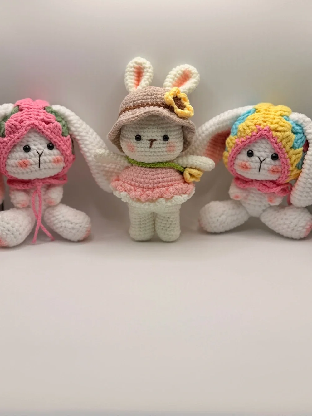 Handmade Plush Bunny Toy in Aqua and Caramel - Cute Crochet Small Pet Accessory